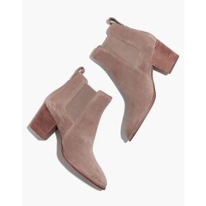 Madewell Style J8434 Regan Suede Chelsea Boots Women Size 10 Brown Block Heel